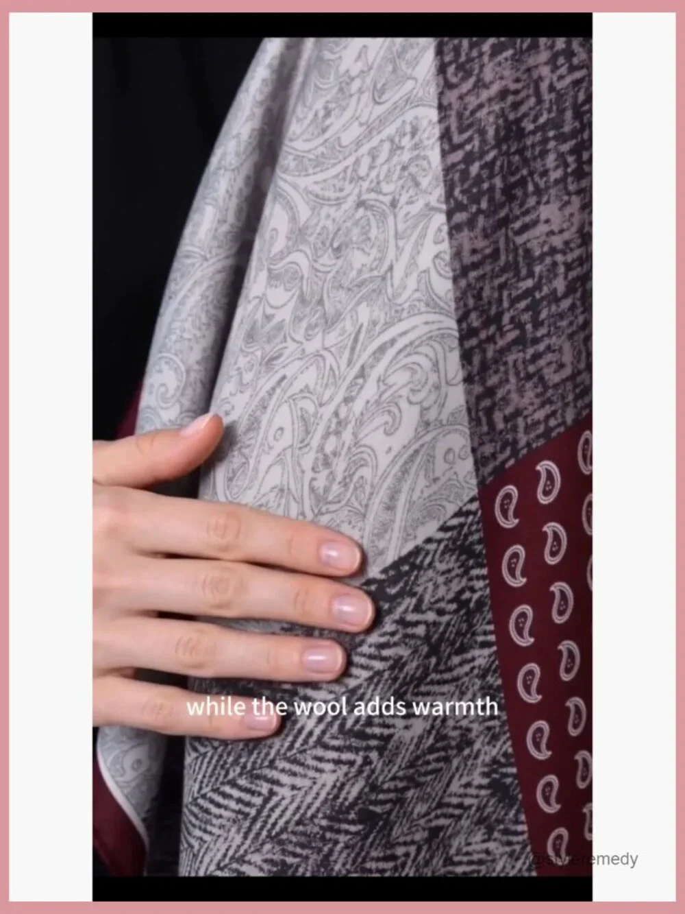 Silk Wool Blend Scarf 26x26 Lightweight Printed Square Scarf